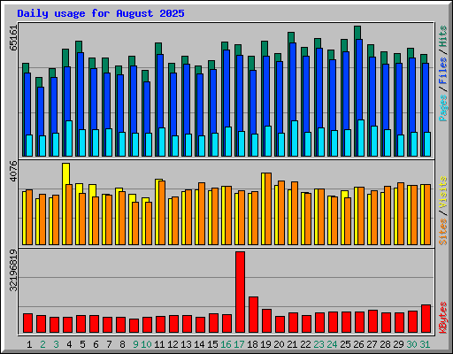 Daily usage for August 2025